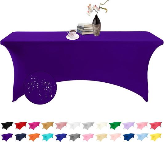 Spandex 6ft Waterproof Table Cover for Party,Wedding, Banquet, and Events(Purple)