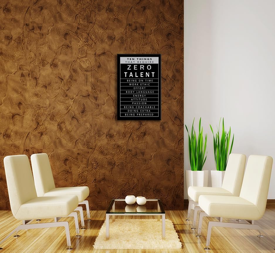 Ten Things That Require Zero Talent Inspirational Canvas Wall Art Painting Motivational Quotes Success Positive Posters Prints Artwork Modern Home Living Room Office Decor Framed[24" W x 36" H]