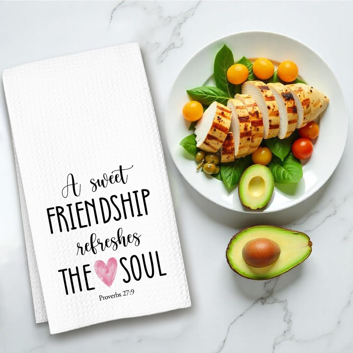 Friendship Kitchen Towel, A Sweet Friendship Refreshes The Soul, Christian Hand Towel Gift for Friend, Inspirational Tea Towel for Bathroom or Kitchen