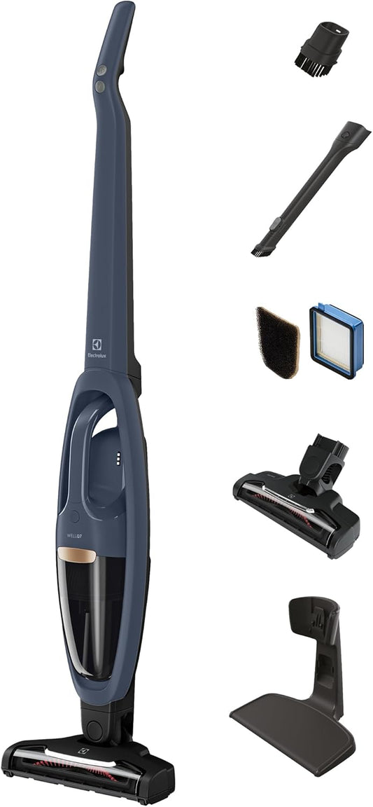 Electrolux WellQ7 Cordless 2-in-1 Vacuum with High Suction Power and 5-Step Filtration System, 50-Minute Run Time, 2 Power Modes, Denim Blue