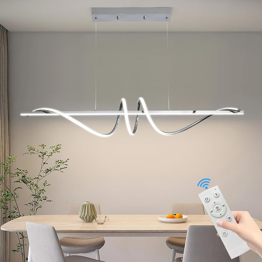 Modern Ceiling Chandelier Light, Acrylic Anti Flicker Pendant Lamp with Remote Control Dimmable 3 Color Mode & Brightness for Kitchen Bar