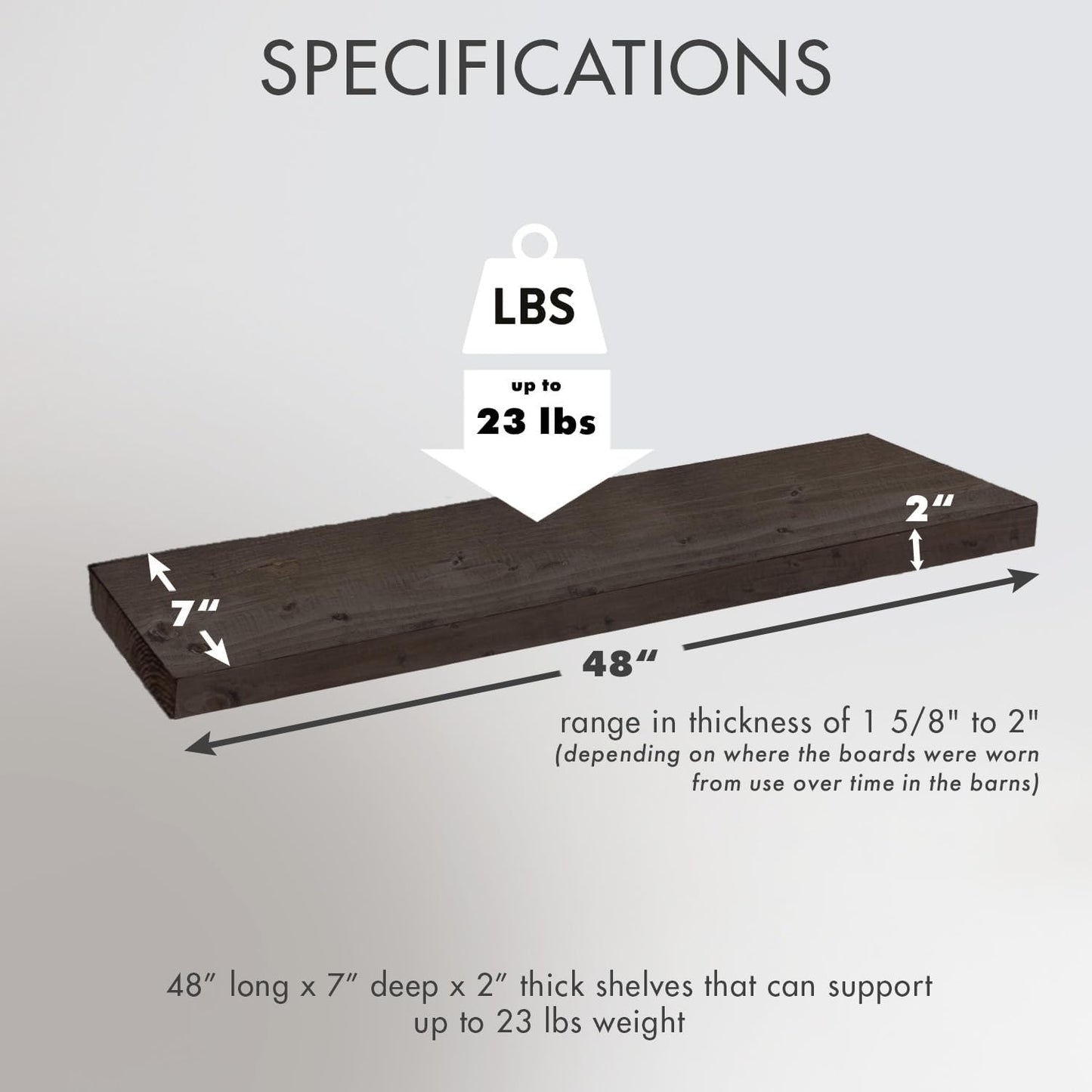 Urban Legacy Reclaimed Barnwood Planks | Floating Shelves for Wall w/Flush Mount Shelf Bracket Set Included | Set of 2 (Coffee Bean, 48" x 7" x 2"