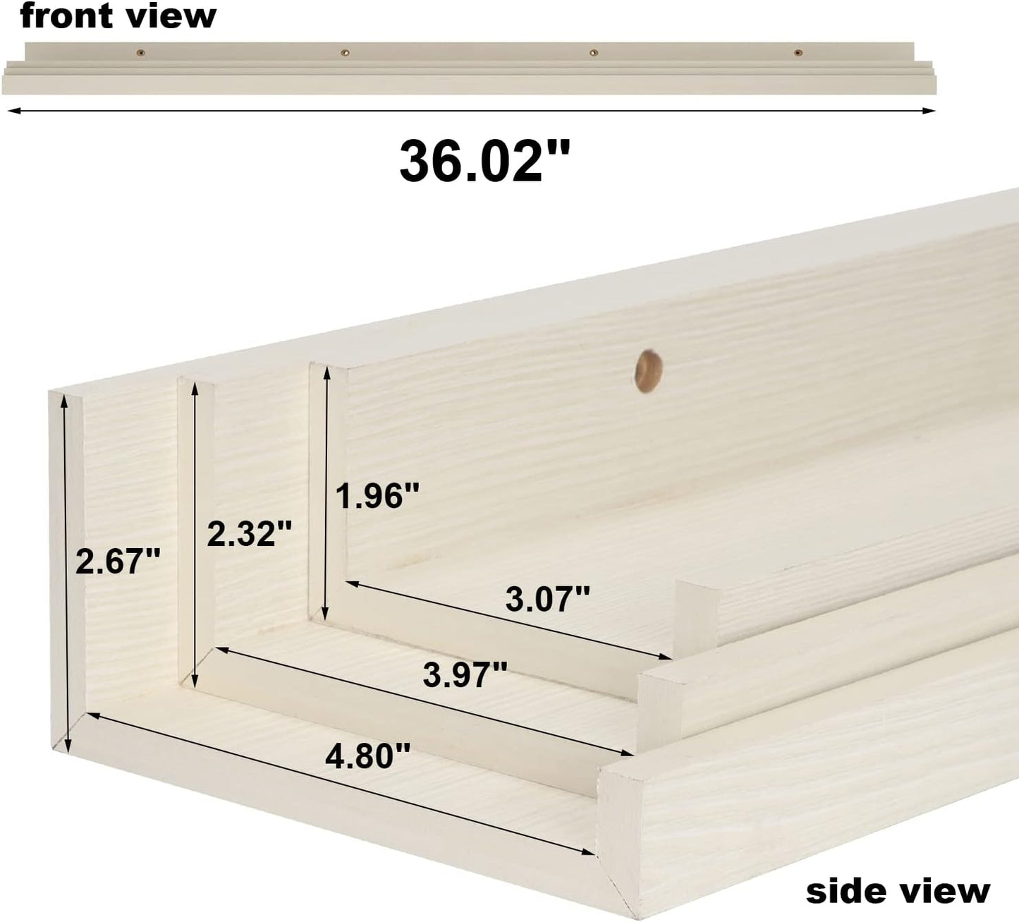 Giftgarden 36 Inch Floating Wall Shelves Creamy White Beige Wood-Grain, Large Picture Ledge Long Wooden Shelfs for Bedroom Living Room Kitchen Bathroom Nursery Office, Set of 3 Different Sizes