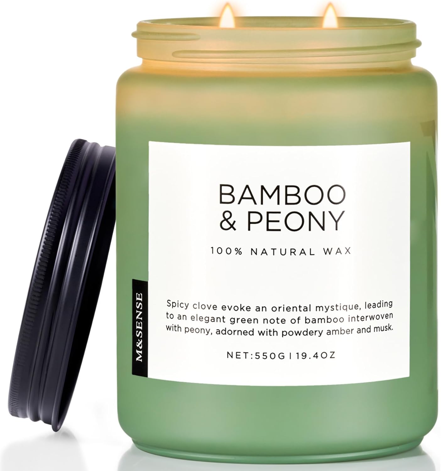 M&SENSE Bamboo Peony Spring Large Candles for Home Scented 19.4oz 110 Hour Long Lasting Burn Natural Organic Soy Candle Gifts for Women, Fresh Smelling Aromatherapy Gifts for Stress Relief