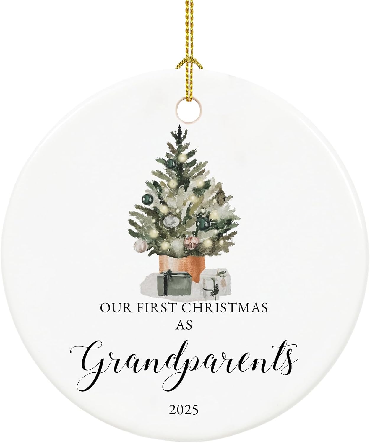 Our First Christmas as Grandparents Ornament 2025,First Time Grandparent Gifts for New Grandparents, Ceramic Keepsake New Grandparents Christmas Ornaments with Ribbon and Box