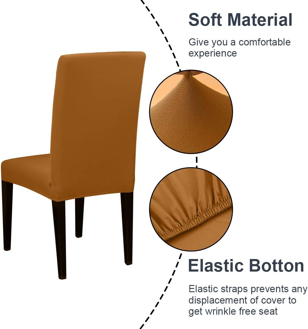 JQinHome 4 Pcs Dining Chair Slipcover, High Stretch Removable Washable Chair Seat Protector Cover for Home Party Hotel Wedding Ceremony