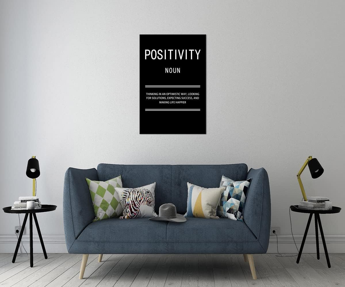 Positivity Noun Inspirational Quotes Wall Art Motivational Canvas Painting Poster Prints Wall Pictures for Living Room Home Decor Office Framed Ready to Hang [24''W x 36''H]