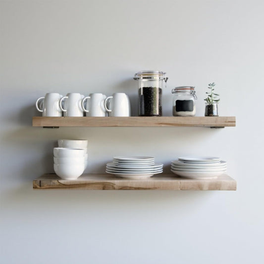 Urban Legacy Deep Floating Shelves | Wormy Maple with Furniture Grade Clear Coat | Low Profile Brackets | Set of 2 (48" x 11" x 2")