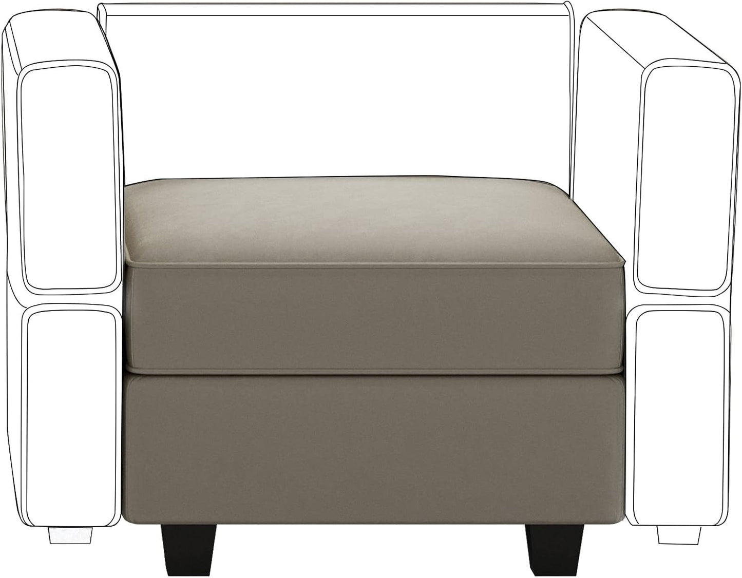 Belffin Storage Ottoman Module for Modular Sectional Sofa Square Seat Cube Velvet Foot Stool Grey
