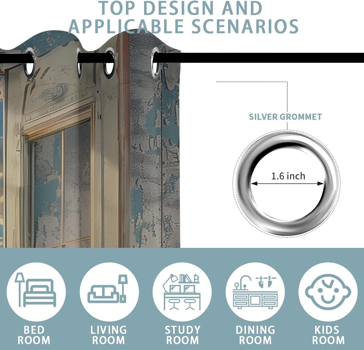 Landscape Blackout Curtains for Girls Boys Home Decor, Cow Sunset Grassland Mountain Natural Scenery Grommet Thermal Insulated Drapes Darkening Window Curtain for Bedroom Living Room, 55 x 63 Inch