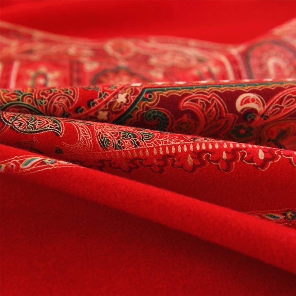 ABREEZE Twin Duvet Covers, Bohemian Retro Bedding Set, Coloful Mandala Down Comforter Cover, Boho Floral Style Quilt Cover, 100% Brushed Cotton, 1 Duvet Cover and 2 Pillow Shams,Red