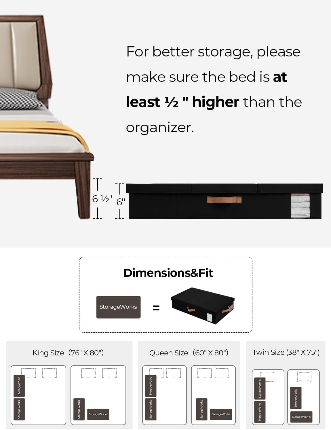StorageWorks 2-Pack Large Under Bed Storage Bins with Lids, Underbed Storage Containers with Handles and Label Holder, Closet Organizer for Clothes, Blankets, Sweater