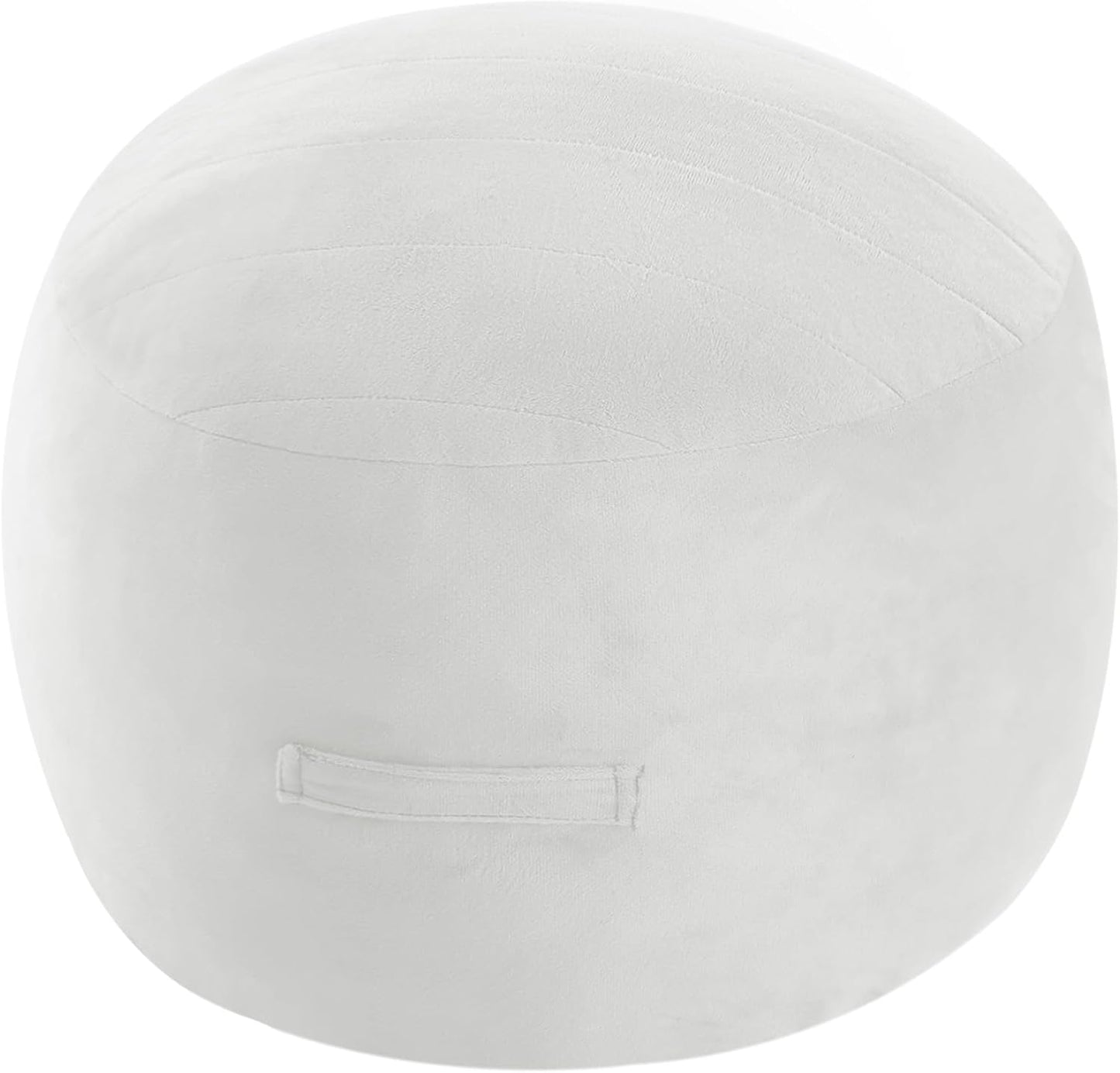 MeMoreCool Round Stuffed Pouf Ottoman Foot Rest, Floor Pouf Foot Stool with Soft Foam Chunk Filling, Small Round Ottoman Footstool Circle Footrest for Living Room, Off-White