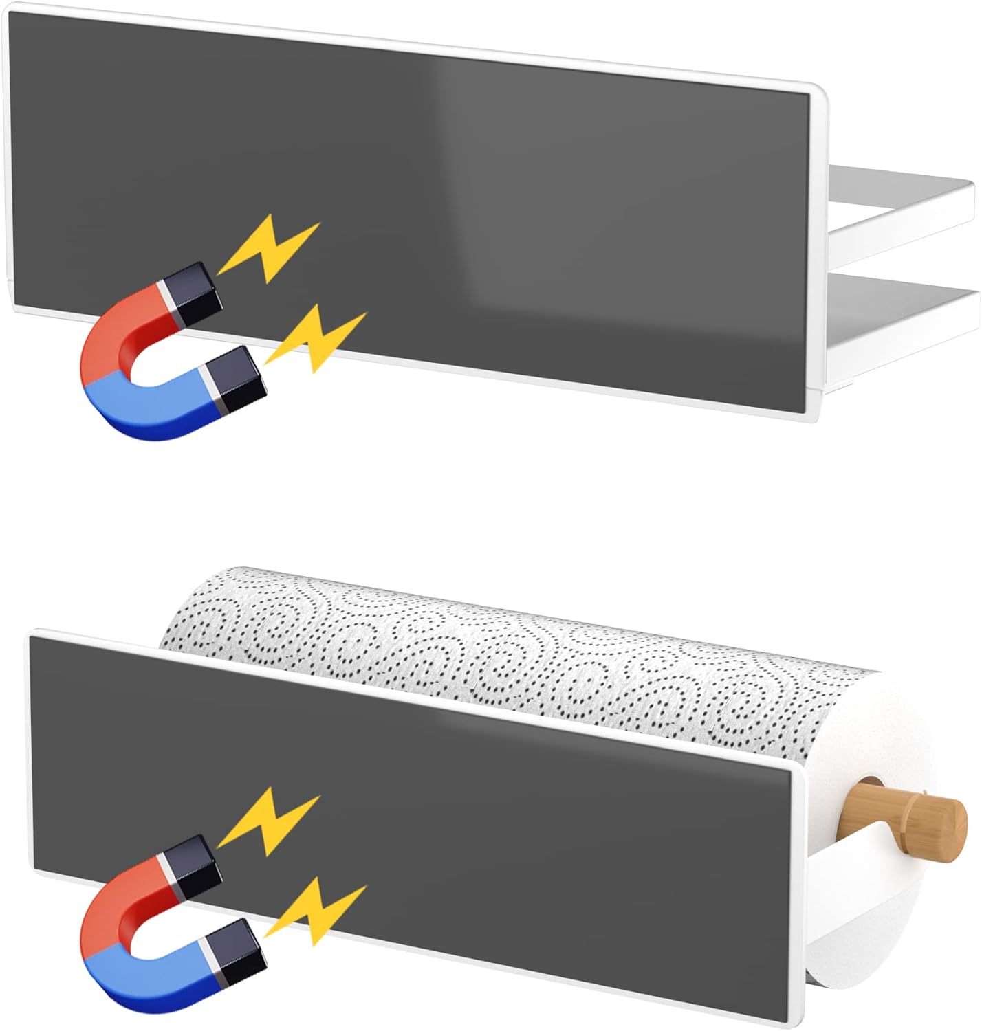 Magnetic Spice Rack Moveable Magnetic Shelf Organizer for Kitchen Refrigerator Microwave Oven Storage Rack Fridge Magnet Organizer,White,4 Packs