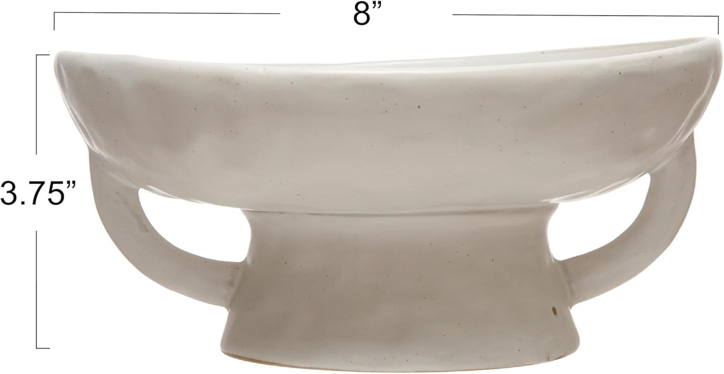 Creative Co-Op Stoneware Bowl w Reactive Glaze, White