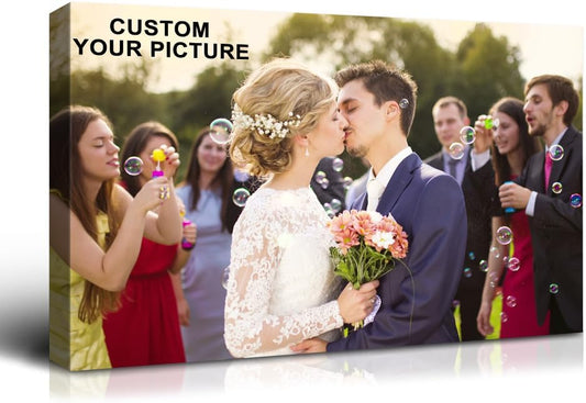 Wewejia Custom Canvas Prints with Your Photos 24x16inch, Upload Your Wedding Picture/Photo - Custom Personalized Canvas Photo Gifts Couples Family Baby Pets Home Decor Easy to hang