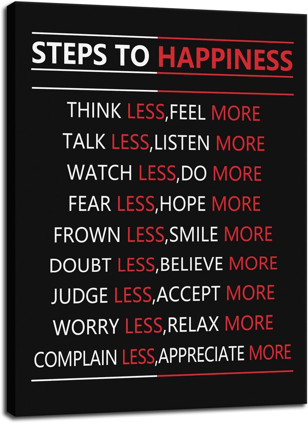 Motivational Wall Art Steps For Happiness Inspirational Positive Poster Inspiring Canvas Painting Prints Wall Pictures for Office Living Room Home Decor Framed Artwork [30''W x 40''H]