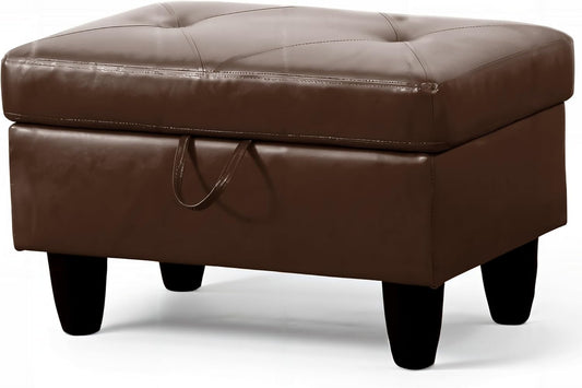 Ottoman Rectangular Storage Ottoman Bench, Faux Leather Footrest, Coffee Table, Stool Footstool with Hinged Lid for Living Room, Bedroom, Entryway, Brown, 28.5"x19"x17.5"
