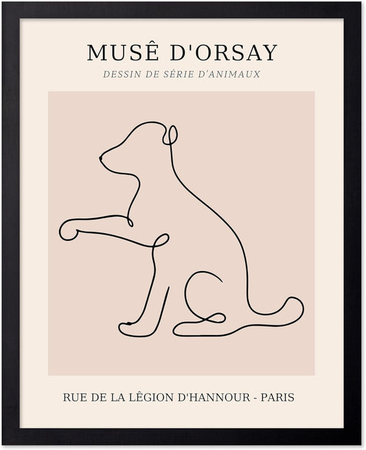 Poster Master Vintage Poster - Retro One Line Dog Drawing Print - Dog Art - Minimal Gift for Men, Women, Animal Lover - Abstract Wall Decor for Home, Office, Bedroom, 18x24 Unframed Wall Art