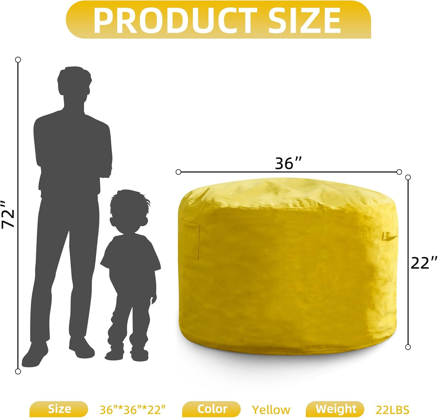 Hobestluk 3FT Bean Bag Chair Giant Bean Bag Chairs for Adults Large Bean Chairs with Removable Cover, Beanbag Chair with Filler, Adult Bean Bag Chairs for Living Room, Bedroom