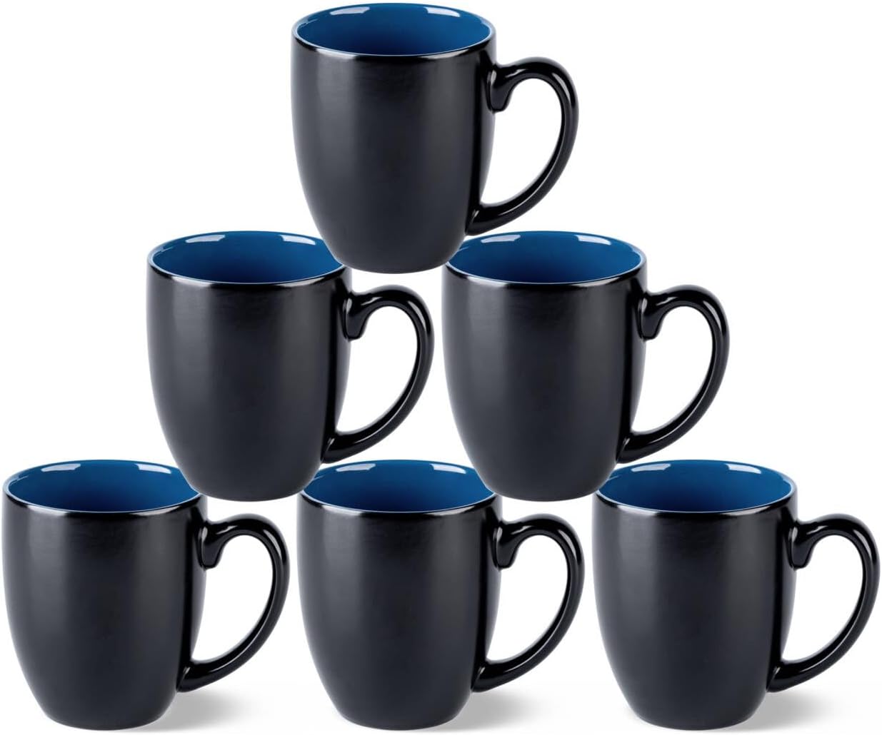 GBHOME 16oz Coffee Mugs Set of 6, Large Ceramic Coffee Mugs for Man, Woman, Dad, Mom, Modern Coffee Mugs Set with handle for Tea/Latte/Cappuccino/Milk/Cocoa. Dishwasher&Microwave Safe,Blue