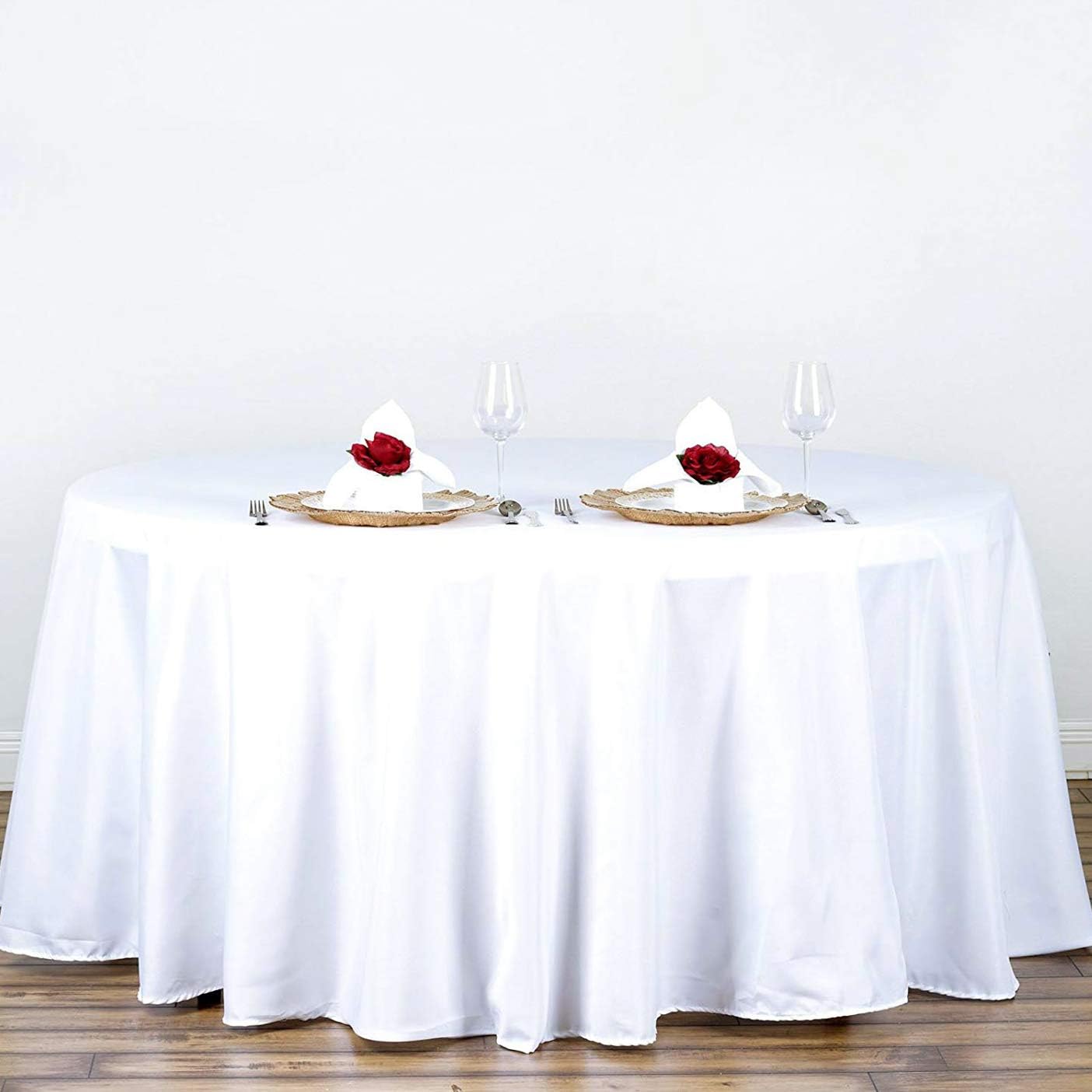 Surmente White Tablecloth for Round Tables, 70-inch Round Table Cloths for Weddings, Banquets, or Restaurants