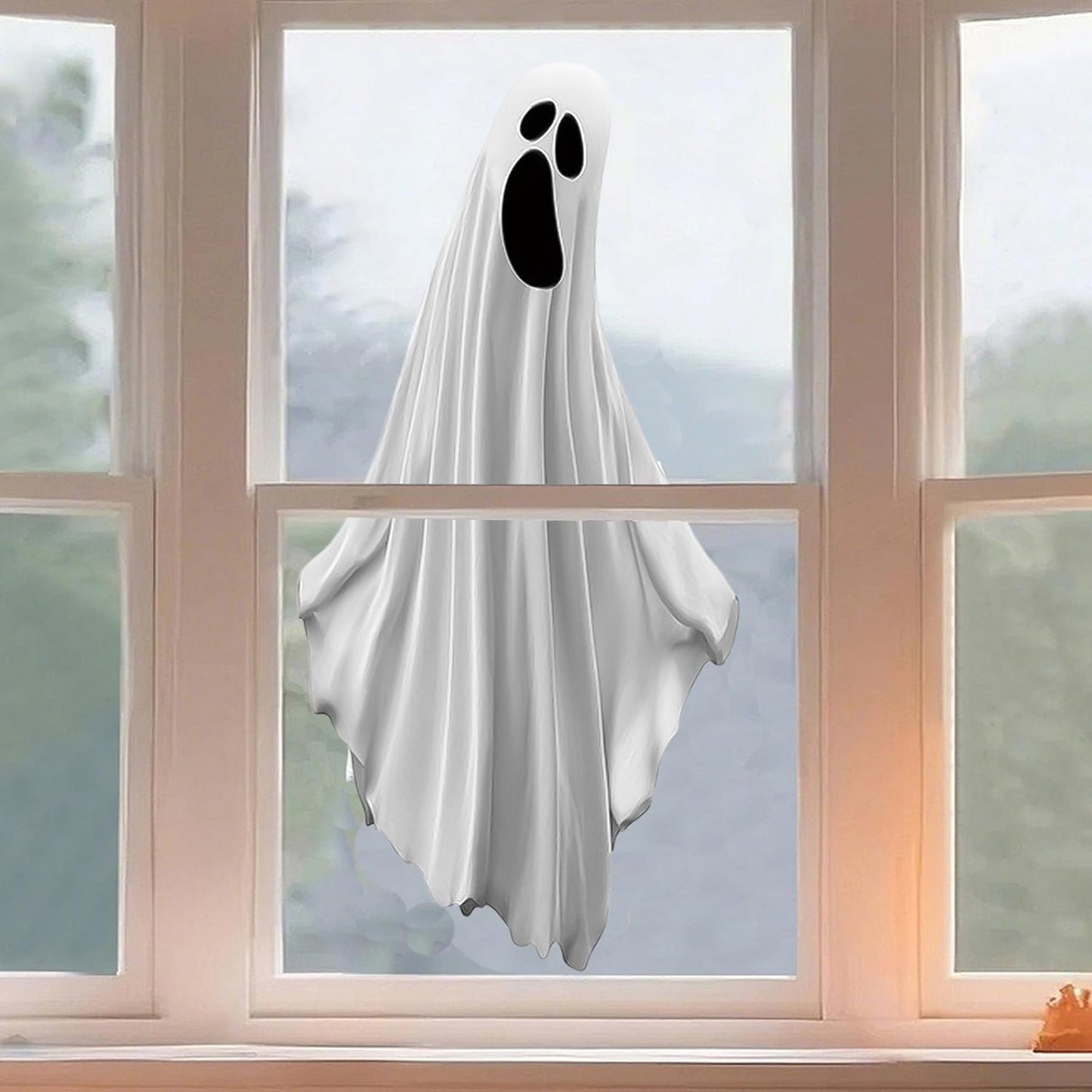 Halloween Window Clings for Glass 1 Sheets Ghost Reusable Window Decals Spooky Window Stickers for Halloween Fall Party Supplies Home School Office Glass Decorations