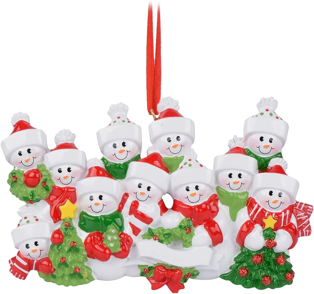 Snowman Family of 11 Ornament 2025 Personalized Family Christmas Ornaments 2025 | Snow People Personalized Tree Ornaments for Grandchildren, Siblings & Grandkids of Eleven Ornament Snowmen Small Tree