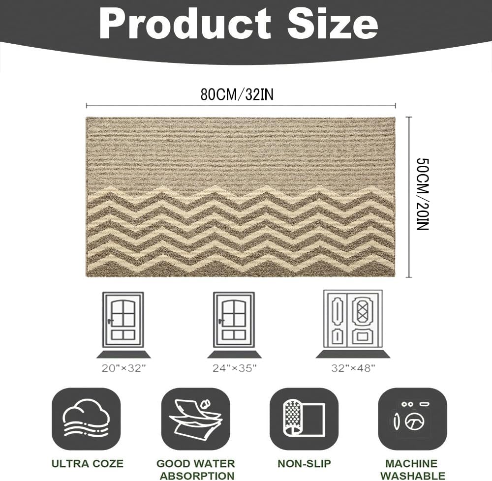 Indoor Doormat, Non-Slip Front Door Mats, Outdoor Welcome Mat Washable, Low Profile Indoor DoorMats for Entryway, Floor Inside Back Door Mats (20"x32")