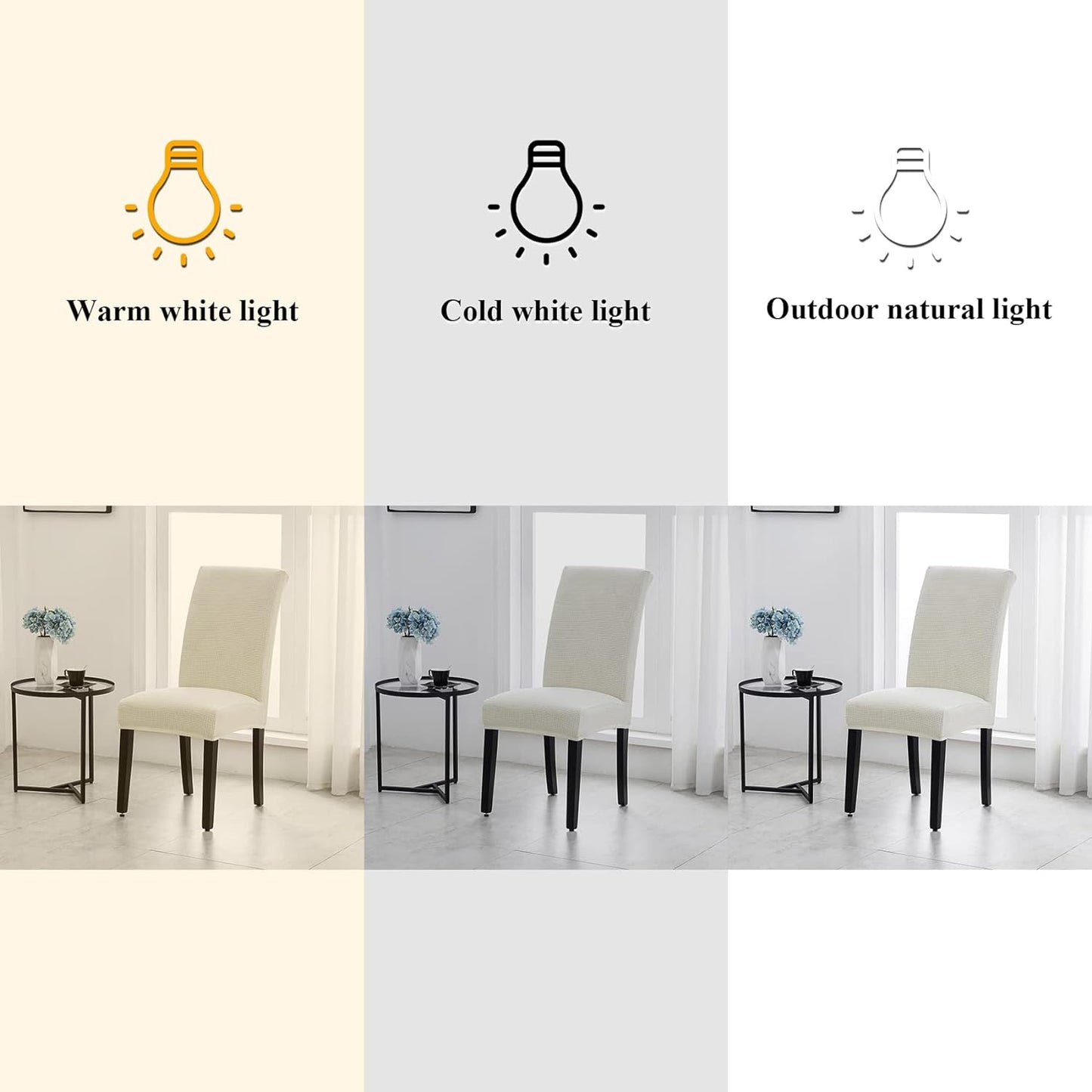 Joccun Dining Chair Slipcovers Set of 8, Stretch Dining Room Chair Covers, Washable Parsons Chair Cover, Ivory, 8 Pack