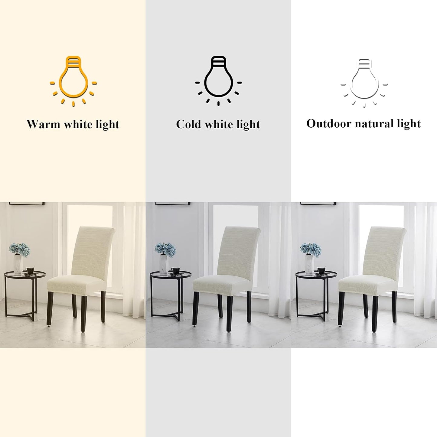 Joccun Chair Covers for Dining Room Set of 6,Dining Chair Slipcovers Stretch Dining Room Chair Covers Seat Protector,Washable Parsons Chair Cover for Home,Hotel,Banquet(Ivory,6 Pack)