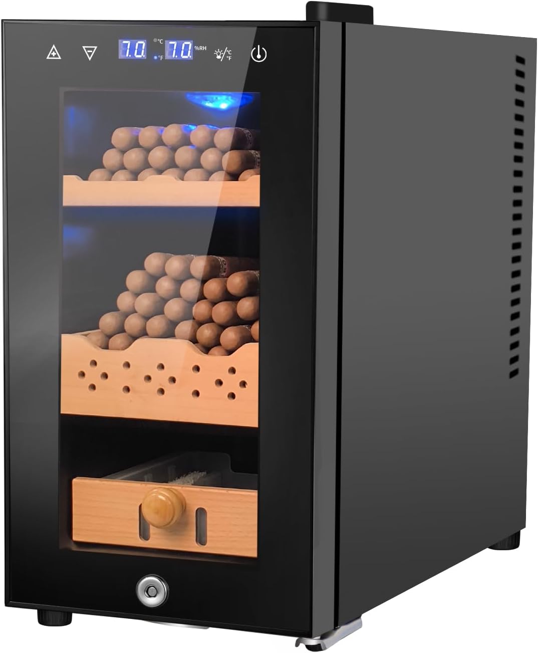 25L Cigar Electric Humidor, 200 Counts Large Capacity,Thermostatic Electric Cooler Cabinet with Digital LED Screen, Safety Lock,Smart Humidity & Temp Control, Gifts for Men