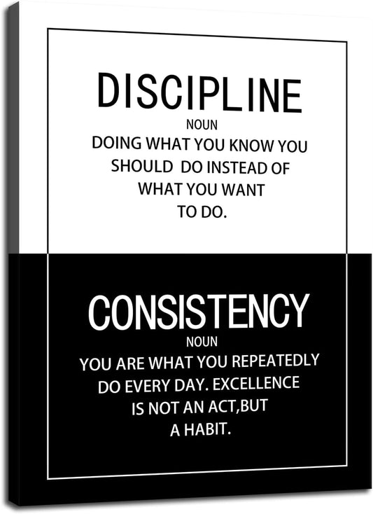 Inspirational Wall Art for Office Discipline Consistency Noun Motivational Posters Picture Prints Canvas Modern Home Decor Painting Artwork for Stretched and Framed Ready to Hang [30''W x 40''H]