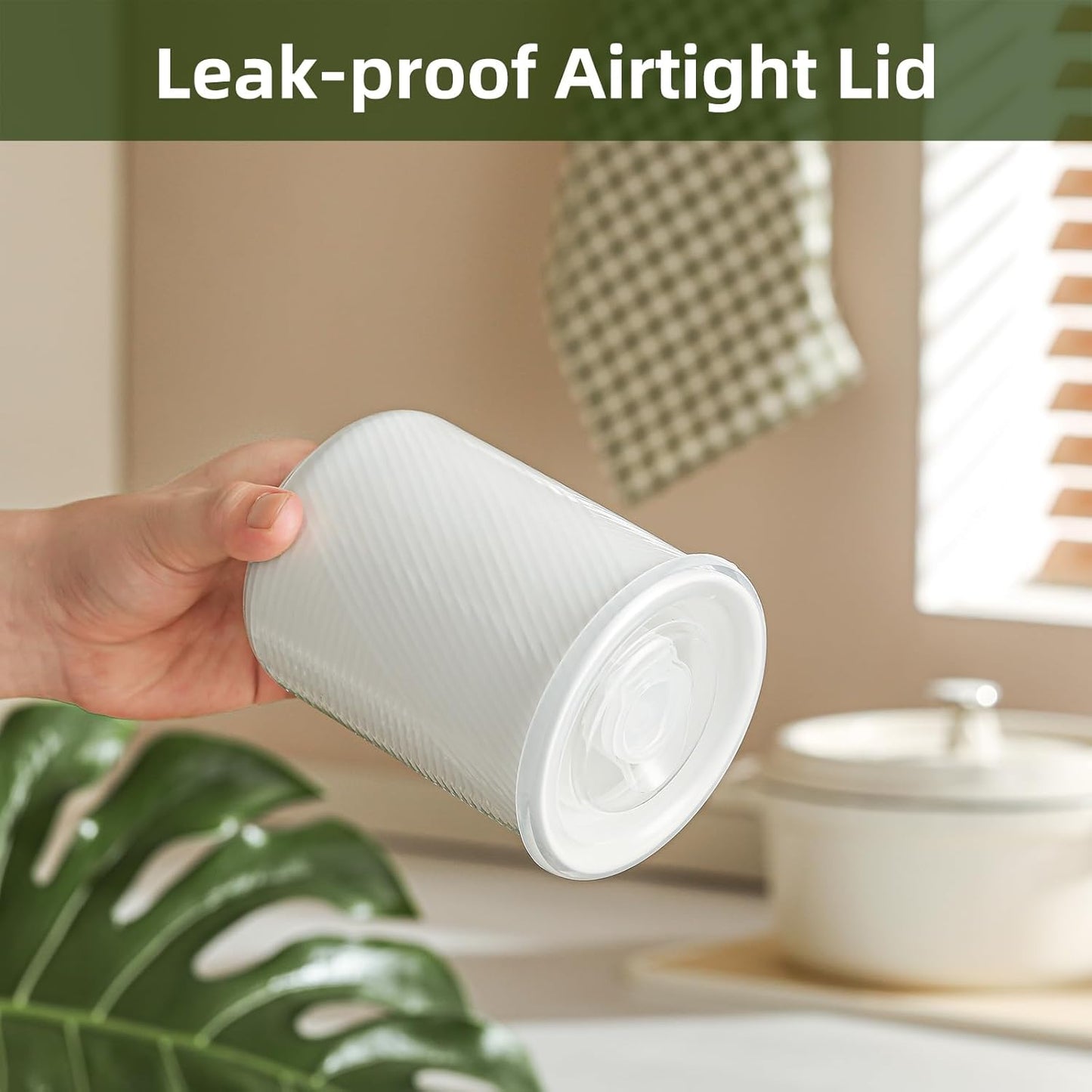 Food Storage Containers with Airtight Lids: Ceramic Canister Sets for Kitchen Countertop - Porcelain Jar for Coffee Tea Flour Sugar Rice Cookies Candy - White (23+42 oz)