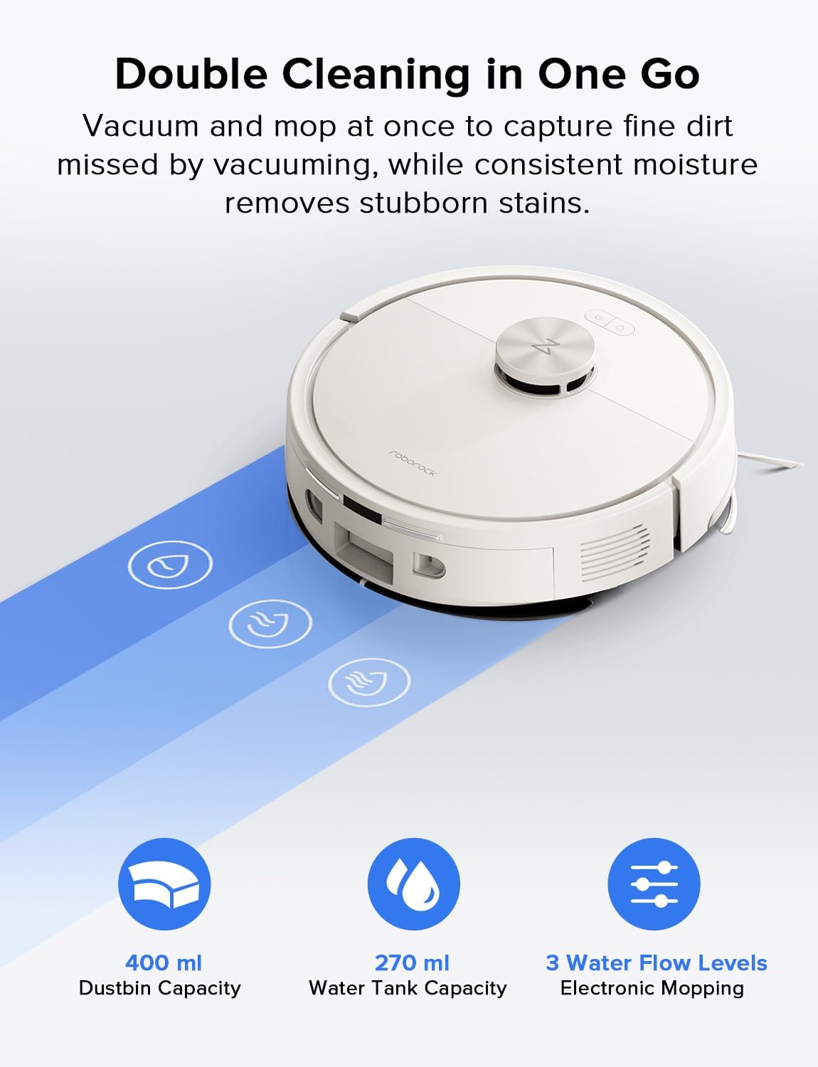 roborock Q7 L5 Robot Vacuum and Mop Combo, 8,000Pa Suction, Upgraded from Q5 Pro, Dual Anti-Tangle System, LiDAR Navigation, No-Go Zones, Self-Charging Robotic Vacuum Cleaner, White