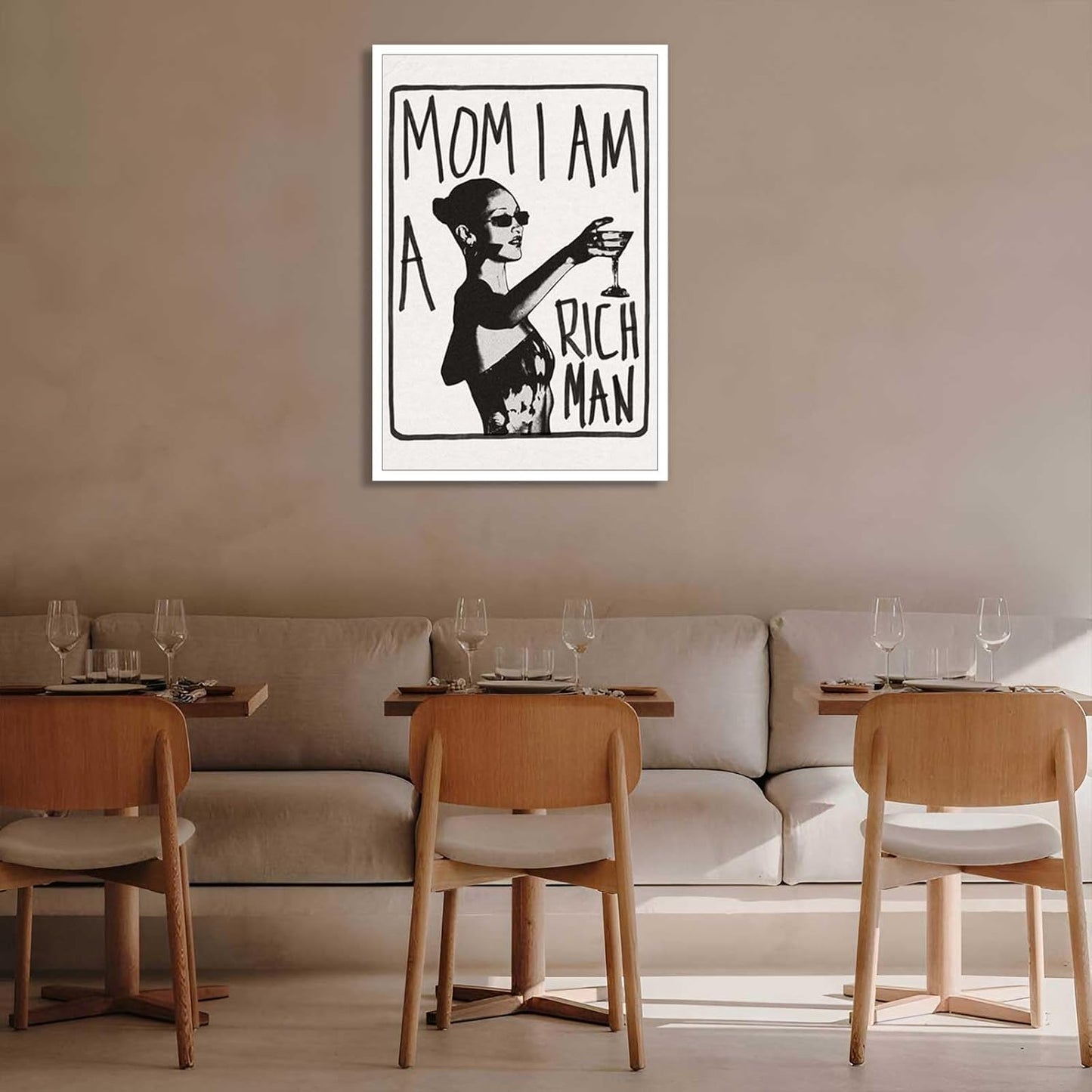 Liyark Mom I Am A Rich Man Aesthetic Retro Music Goblet Poster Feminist canvas Wall Art Vintage Bar Cart Wall Decor Preppy Dorm Decor Unique Wall Art prints painting 24x36in Unframed