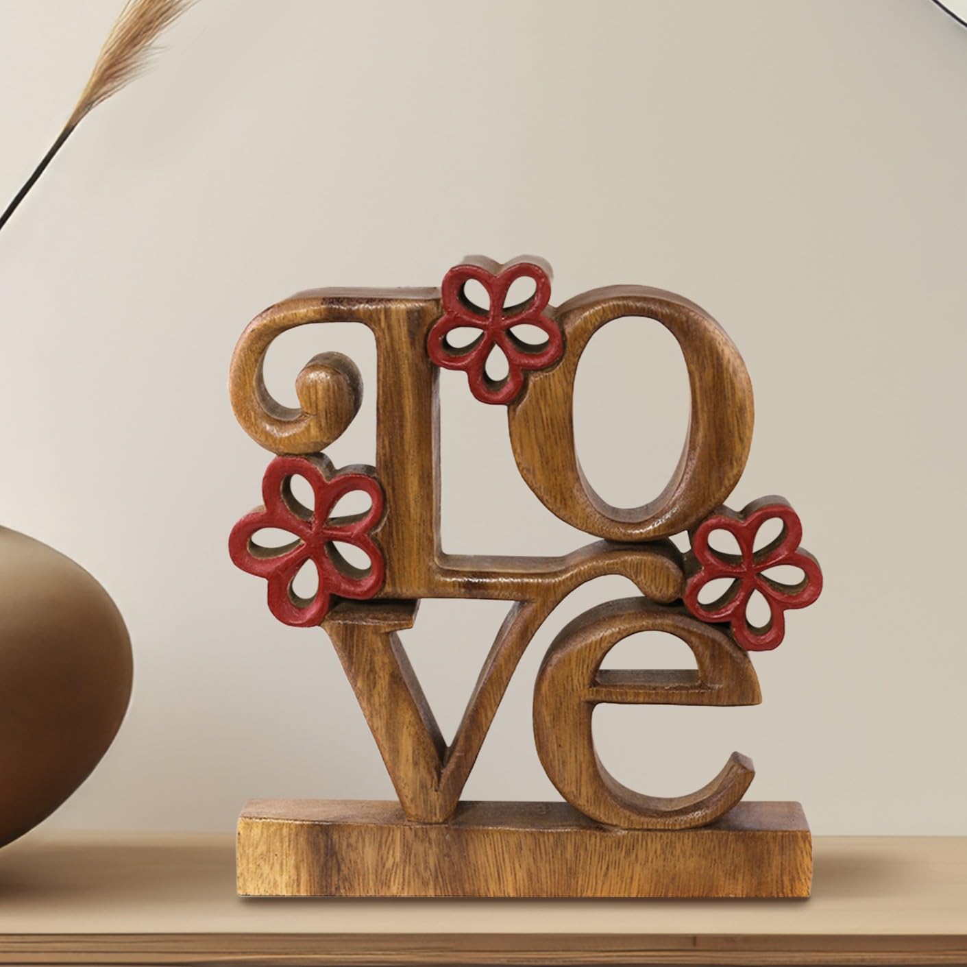 Decozen Gifts for Mom - Wooden Love Letters Sculpture - Mother's Day Birthday Gifts, Home, Office, Living Room, Shelf, Fireplace, Farmhouse, Tabletop, Boho and Mantle Decor - Mothers Day Decorations
