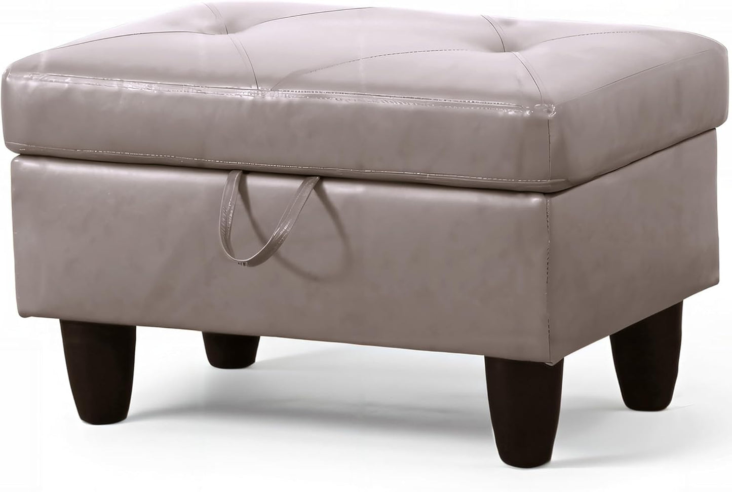 Ottoman Rectangular Storage Ottoman Bench, Faux Leather Footrest, Coffee Table, Stool Footstool with Hinged Lid for Living Room, Bedroom, Entryway, Champagne, 28.5"x19"x17.5"