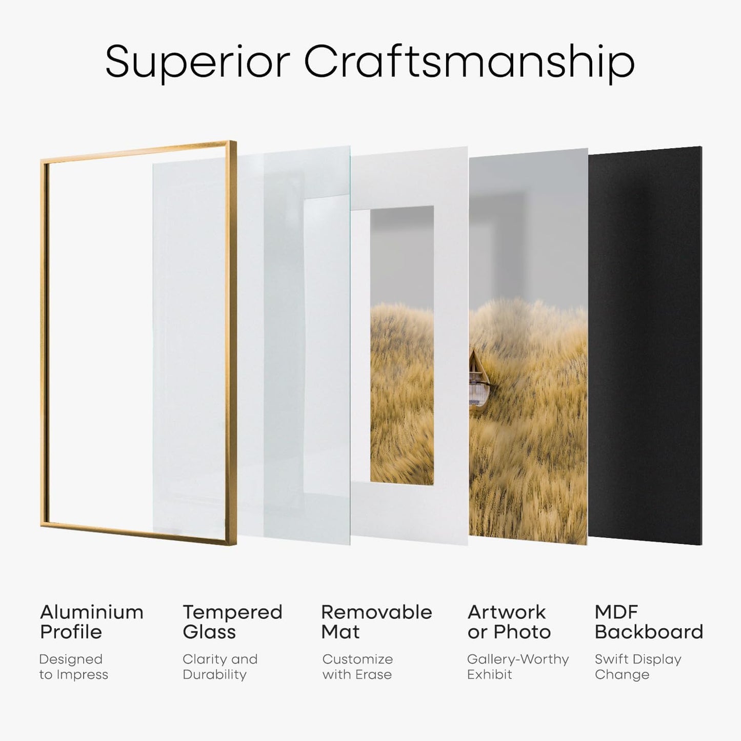 Homeforia 8.5x11 Picture Frame Bronze, High End Metal Brass Frame 8.5 x 11 with Mat 6 by 8 Photo, 11x8.5 Frames Matted to 6x8 Print, 8.5by11 Wall or Tabletop Frames, Tempered Glass, Wall Kit, Set of 1