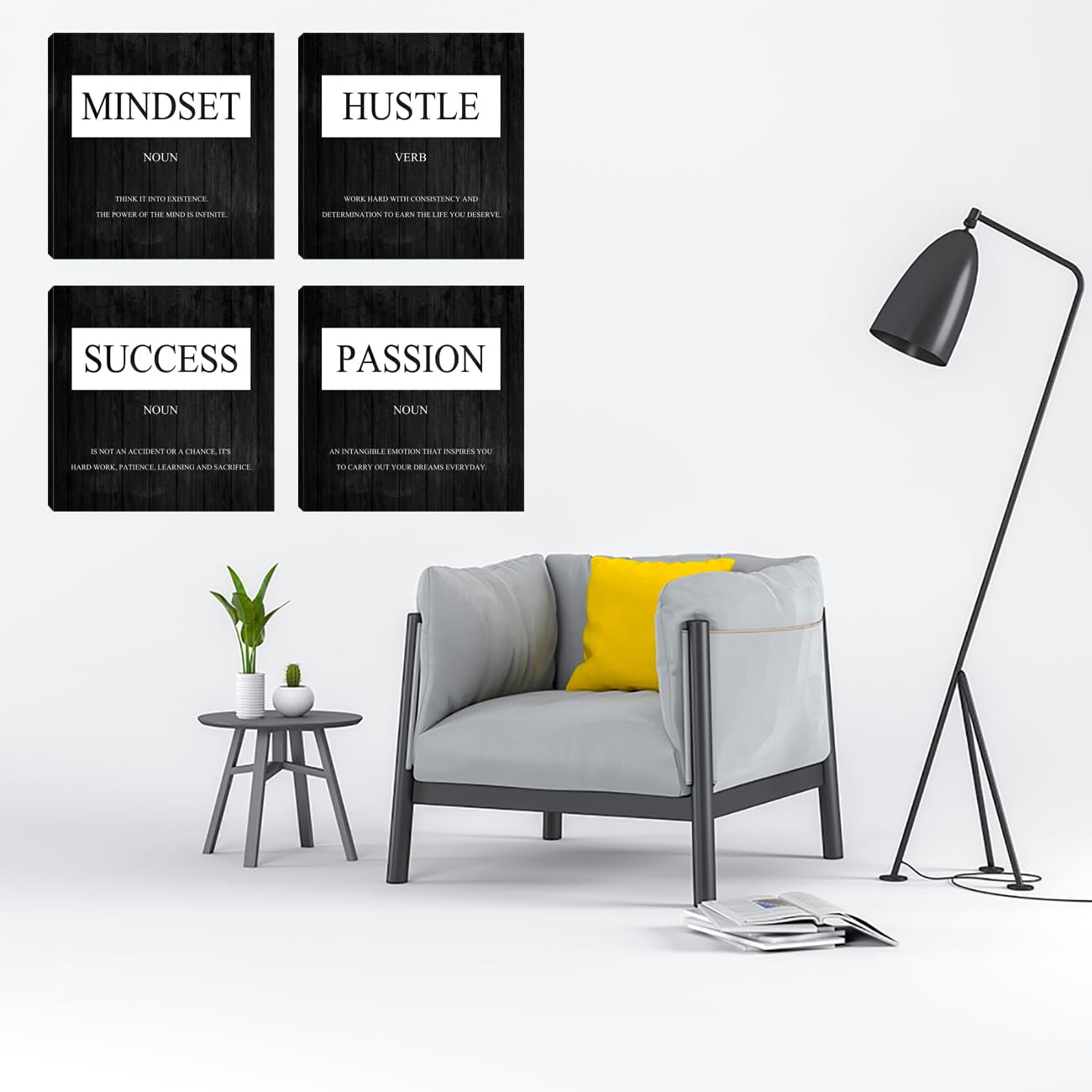 Motivational Wall Decor, Inspirational Quotes Canvas Wall Art Mindset Print Pictures for Office Wall Decor, Poster Framed Artwork for Women Men Home Bedroom Living Room Decor Decoration 12”X12”X4