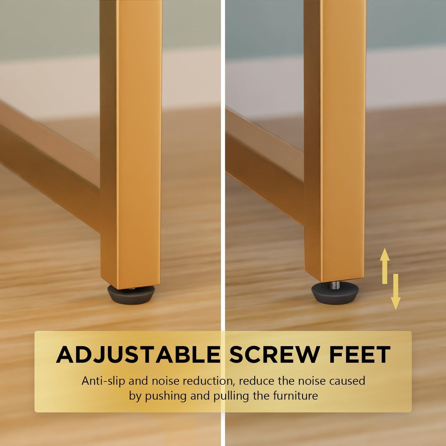 PayLessHere | 47 Inch Computer Desk | White Gold | Office Desk with Metal Frame, Adjustable Feet | Water-Resistant, Scratchproof Surface | Sturdy Writing Table for Home Office or Study | Pack of 1