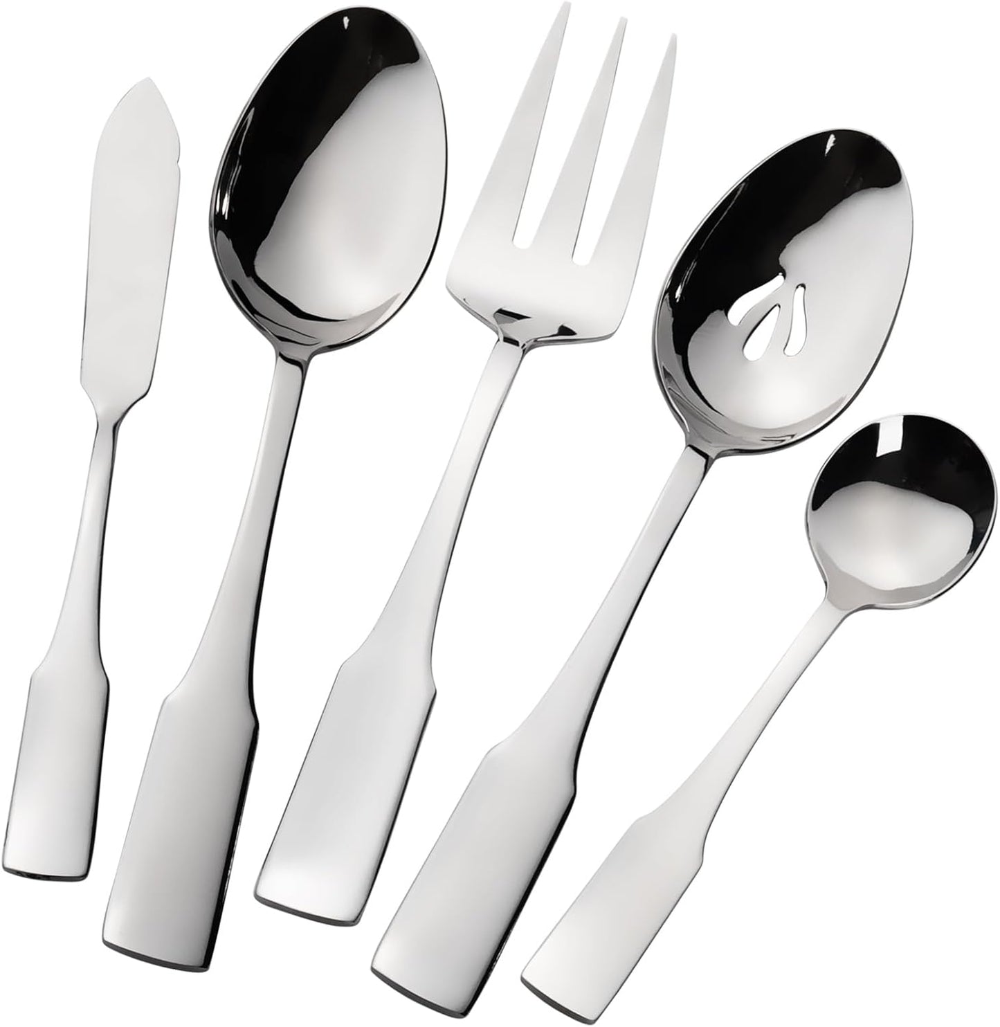 Alata Kate 65-Piece Silverware With Utensil-Serving Set, Service for 12, Stainless Steel Flatware, Mirror Polished Cutlery, Dishwasher Safe