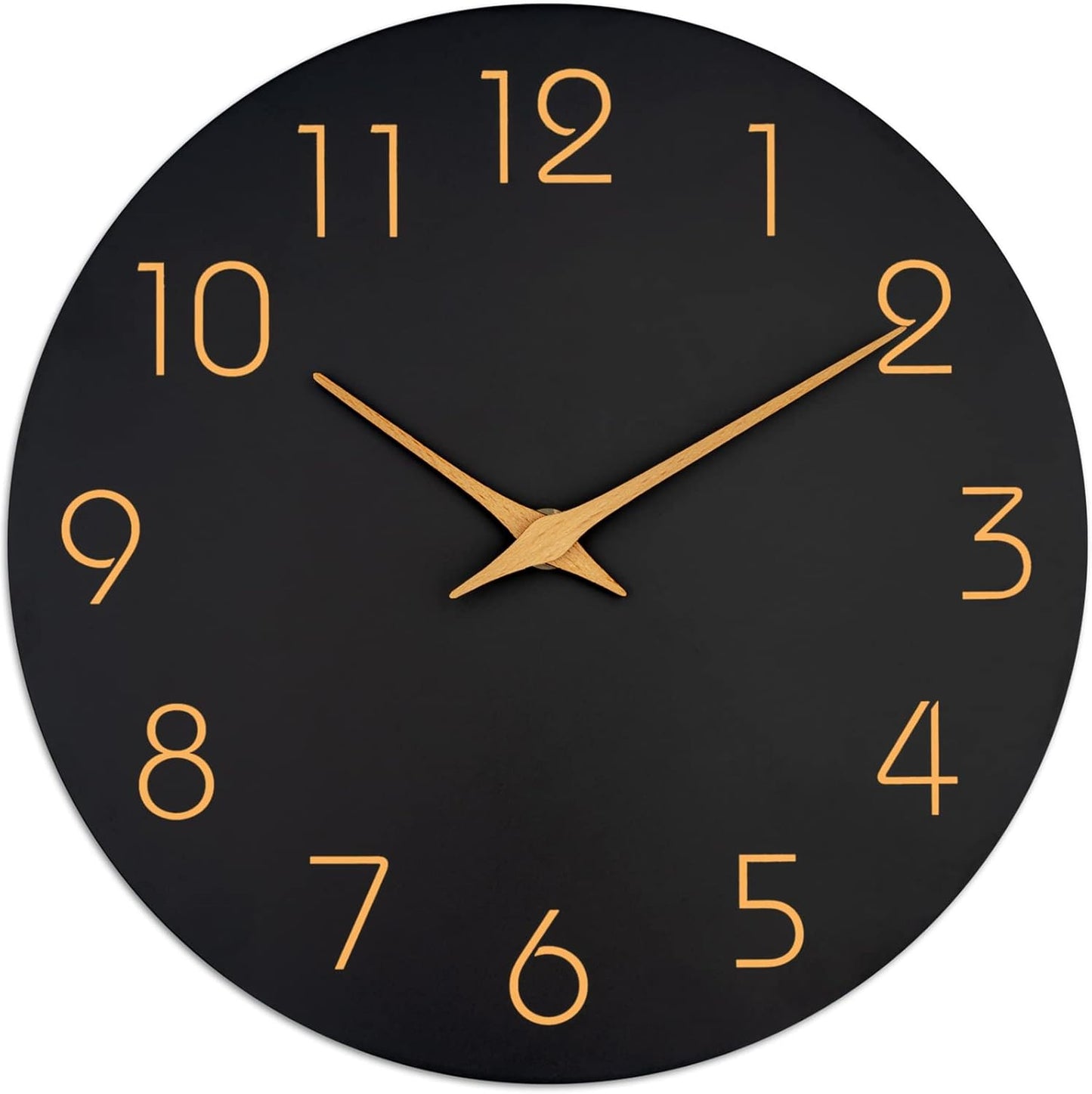 Mosewa 12 Inch Black Wall Clock Battery Operated Silent Non Ticking Modern Simple Minimalist Decorative for Kitchen Bedroom Home Office Bathroom Living Room
