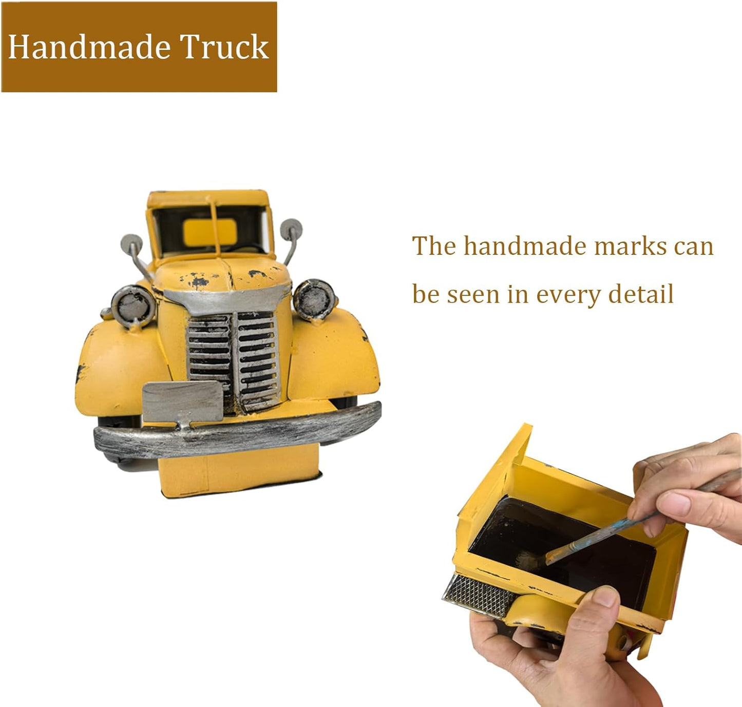 Decorative Book Ends Vintage Bookends: Metal Truck Book Stopper for Kid Books for Grandson Men Teen - Farmhouse Decor for Bookcase Shelf Table Coffee Bar Office Home Yellow