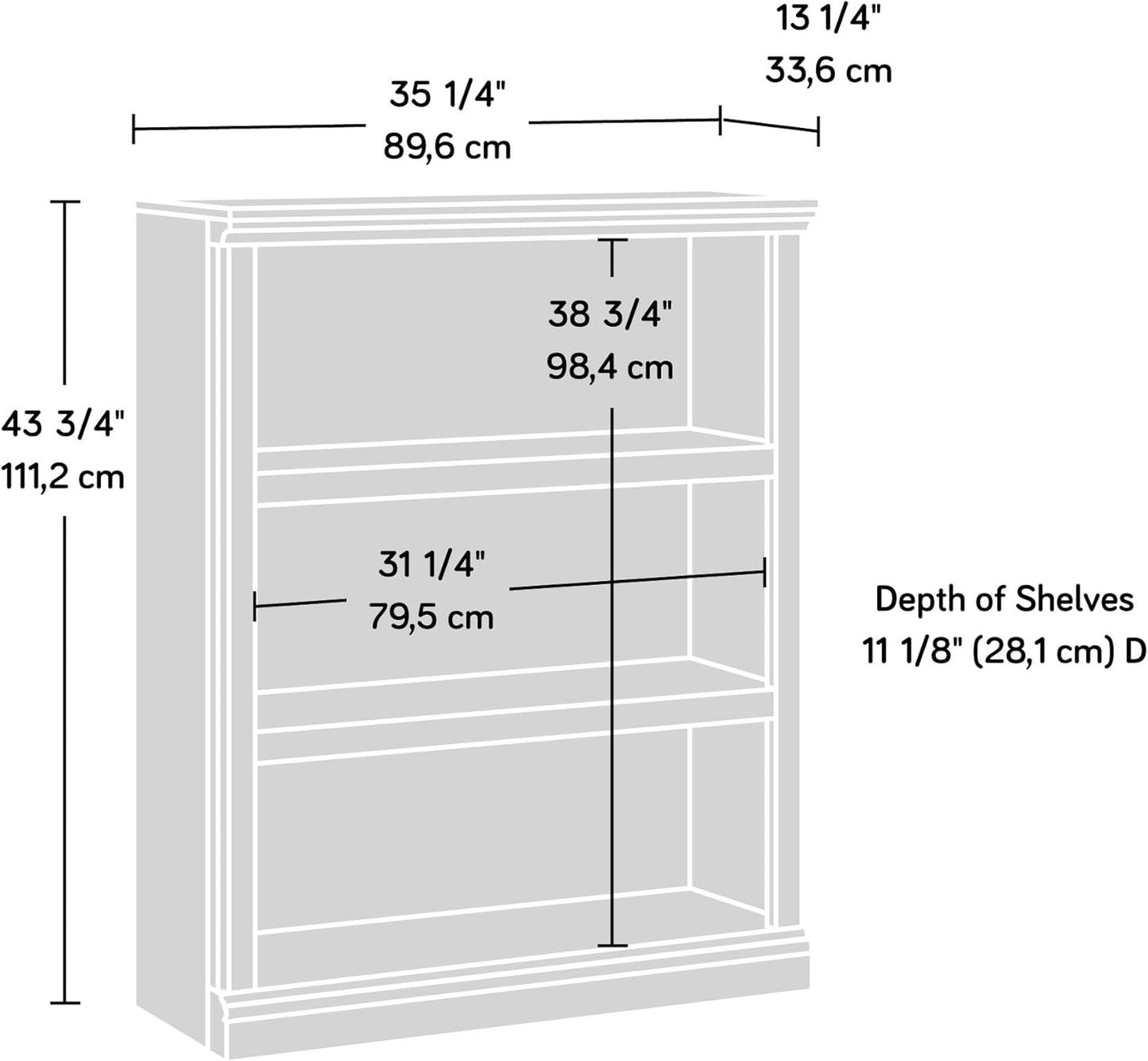 Sauder 3 Tier Book Shelf Wooden Bookcase Multipurpose Bookshelf for Home Office, Living Room, in Laurel Oak