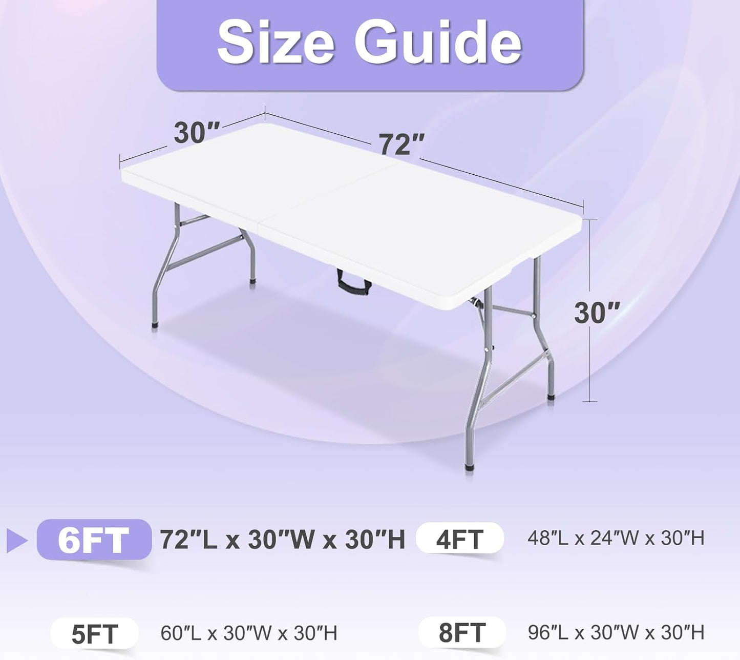 ABCCANOPY 6 FT Spandex Table Cover Stretch Fitted Wrinkle Resistant Tablecloth Reuse for Rectangular Folding Table Patry Event Wedding Banquet Protector