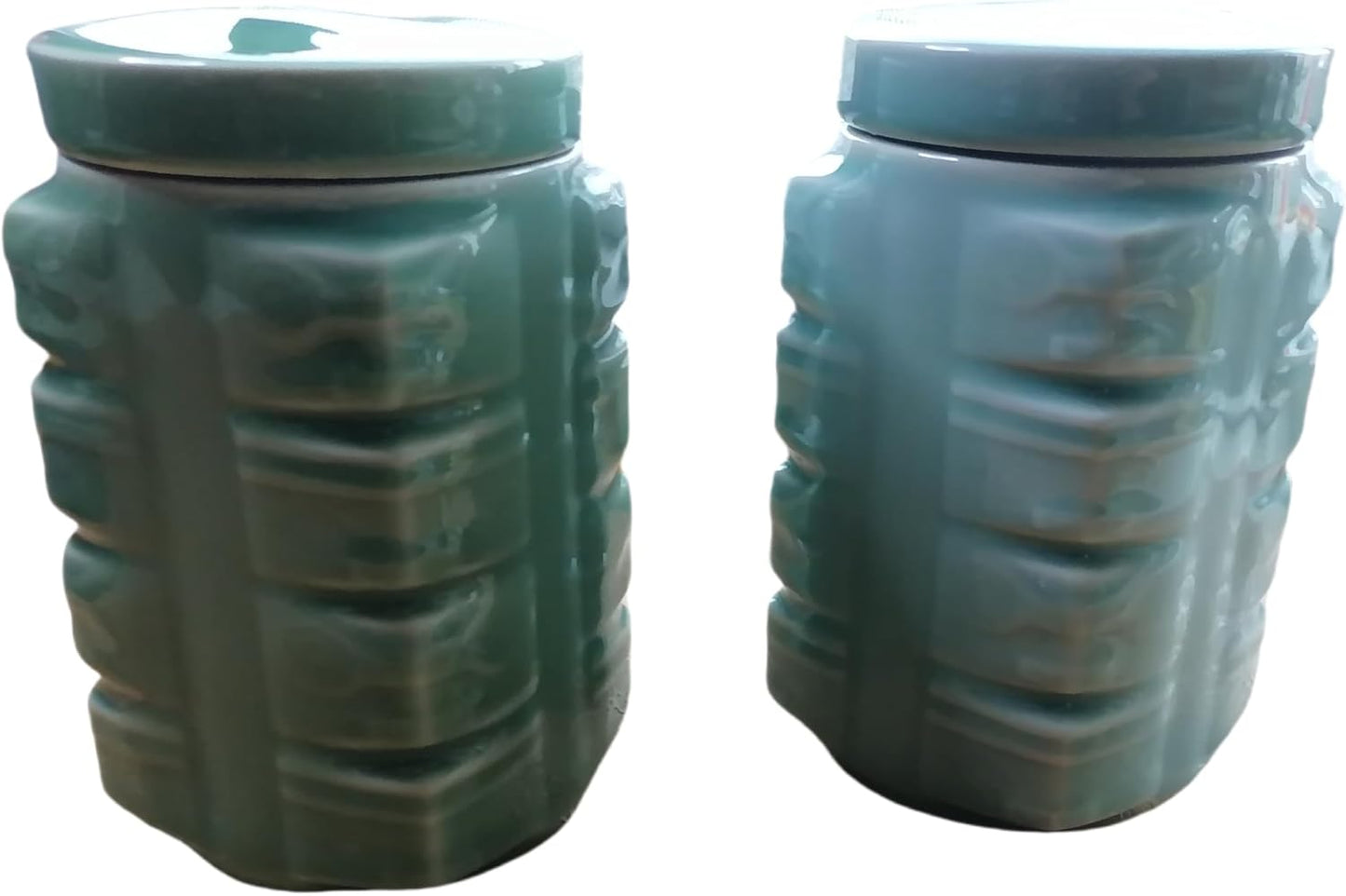 UNESCO Heritage Longquan Celadon Tea Canister Set - Dual Ceramic Jars, 900ml Airtight Storage with Plum Green & Powder Blue Glazes | Elegant Chinese Craftsmanship