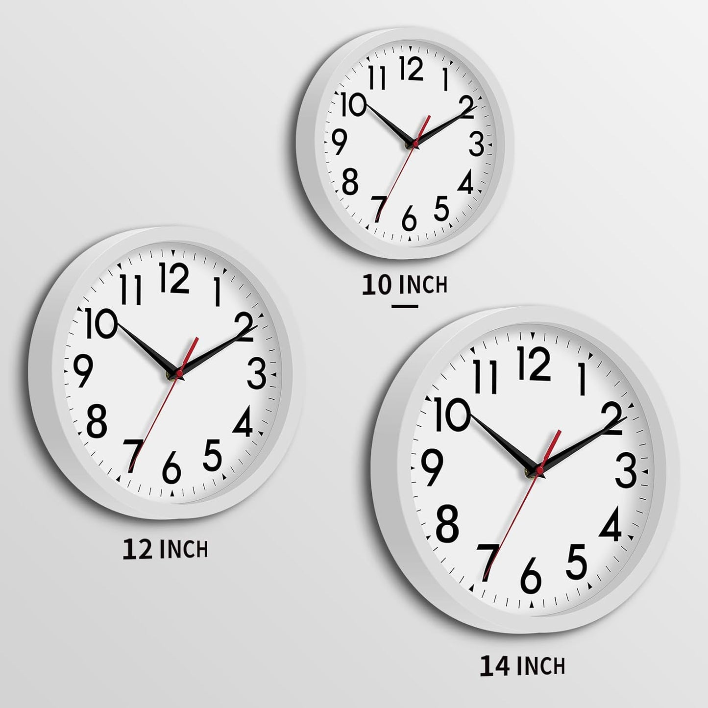 Wall Clock Modern Battery Operated 10 Inch Simpel Silent Non Ticking Analog Decorative for Kitchen Bathroom Bedroom Office Living Room School Classroom(White)