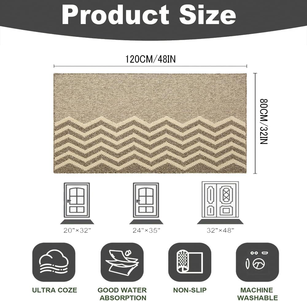 Indoor Doormat, Non-Slip Front Door Mats, Outdoor Welcome Mat Washable, Low Profile Indoor DoorMats for Entryway, Floor Inside Back Door Mats (32"x48")