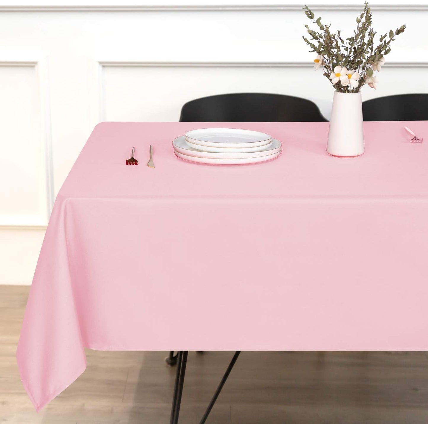 sancua Rectangle Tablecloth - 70 x 90 Inch - Stain and Wrinkle Resistant Washable Polyester Table Cloth, Decorative Fabric Table Cover for Dining Tables, Buffet Parties and Camping, Pink